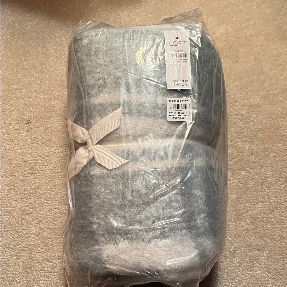 NWT grey/green/white plaid throw blanket